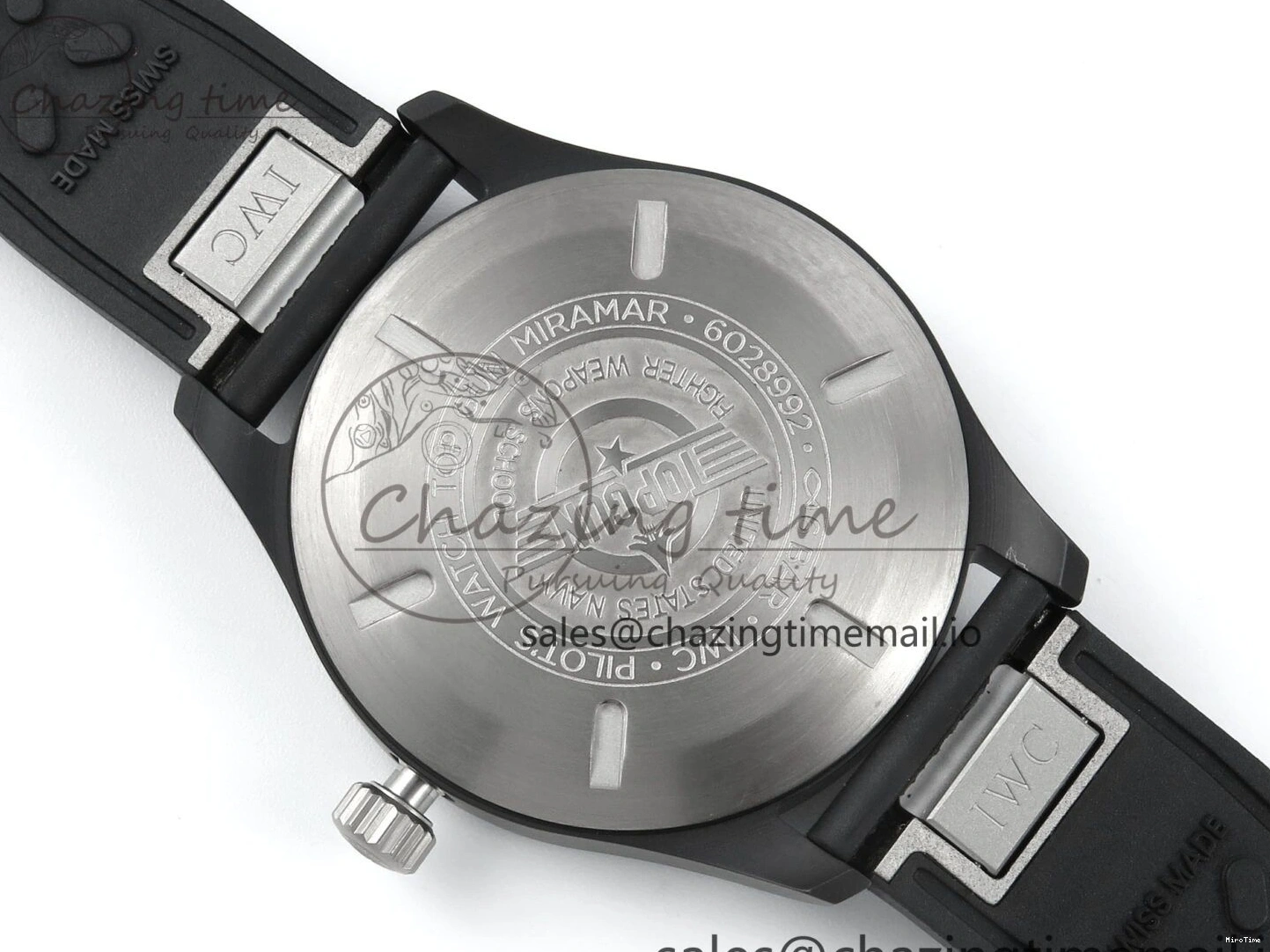 MIROTIME 0203 Pilot Top Gun IW326901 M+F 1:1 Best Edition Black Dial on Black Rubber Strap A SportInspired 6999